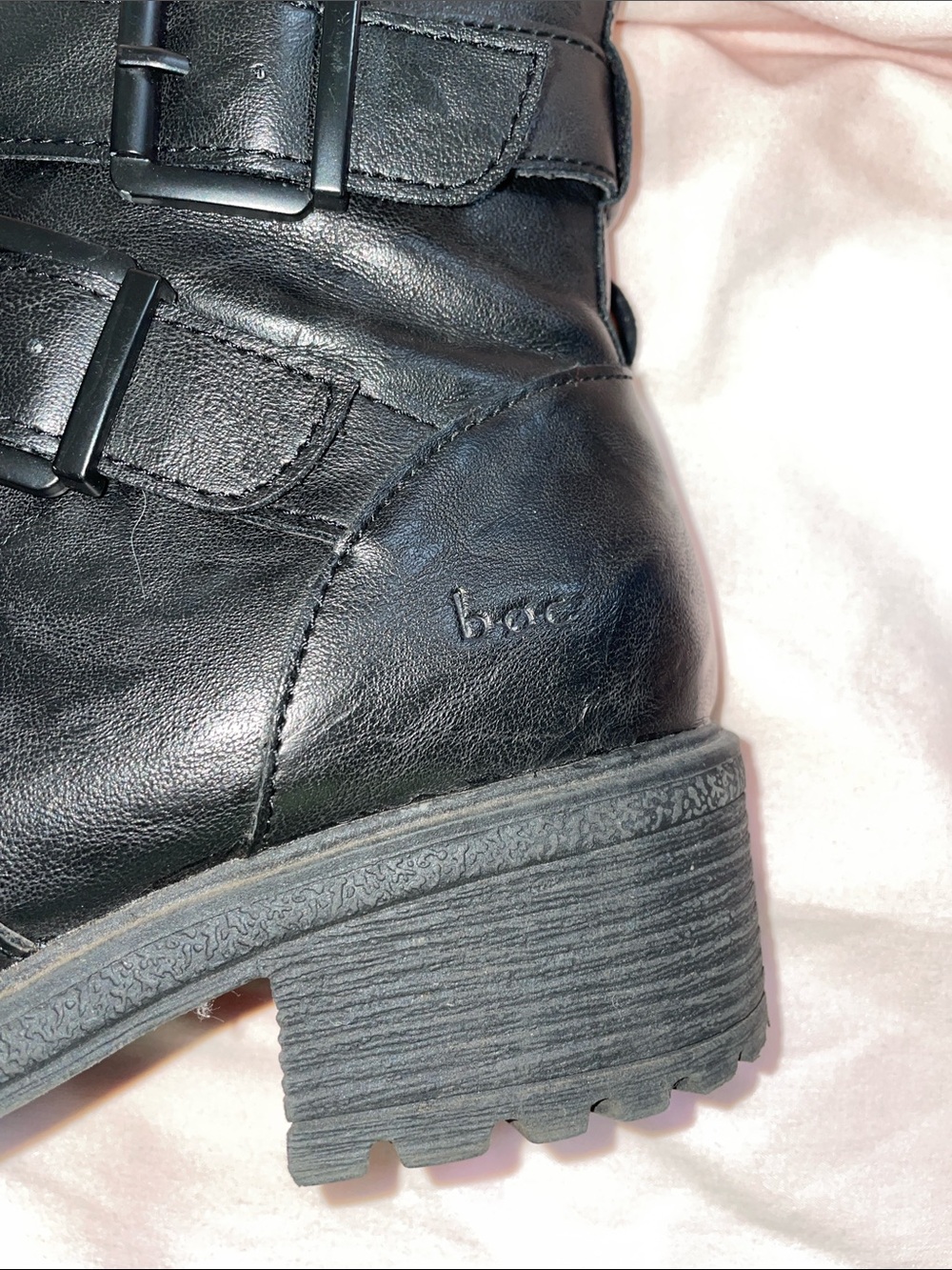 boc Black Buckle & Lace-Up Leather Combat Boots • Sz 8 - Picture 5 of 6